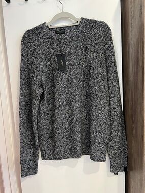 rag & bone Black and White Marled Cashmere Sweater